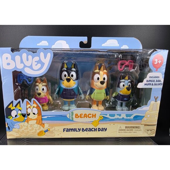 Bluey Family Beach Day 4-Pack Figures Set - Picture 1 of 5